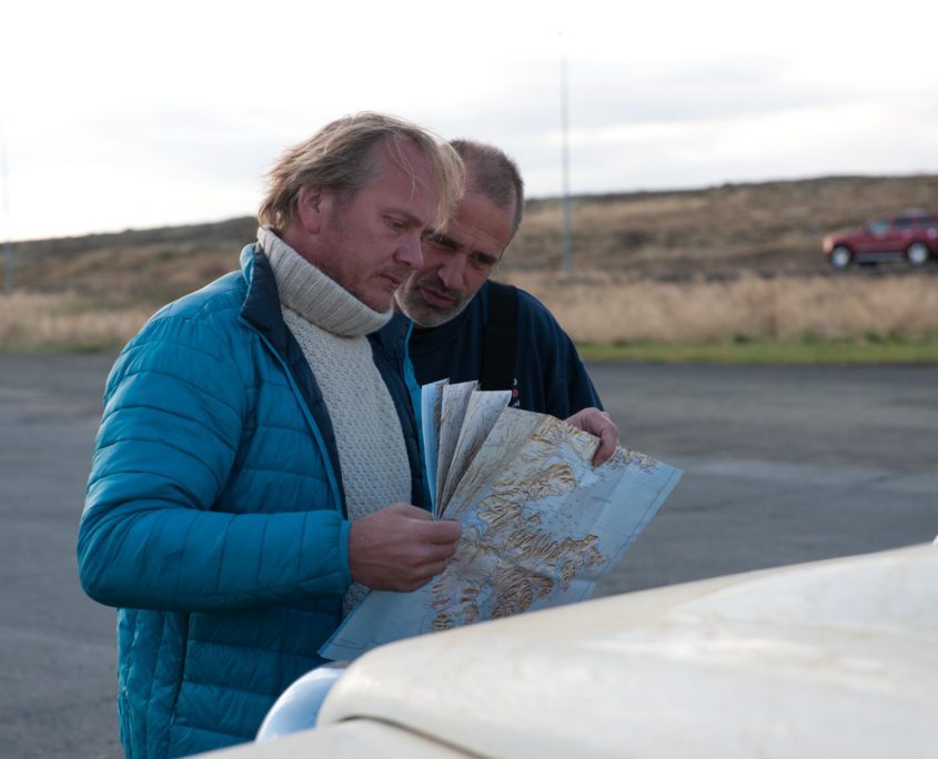 Robbert en Manuel, route uitstippelen voor de volgende dag