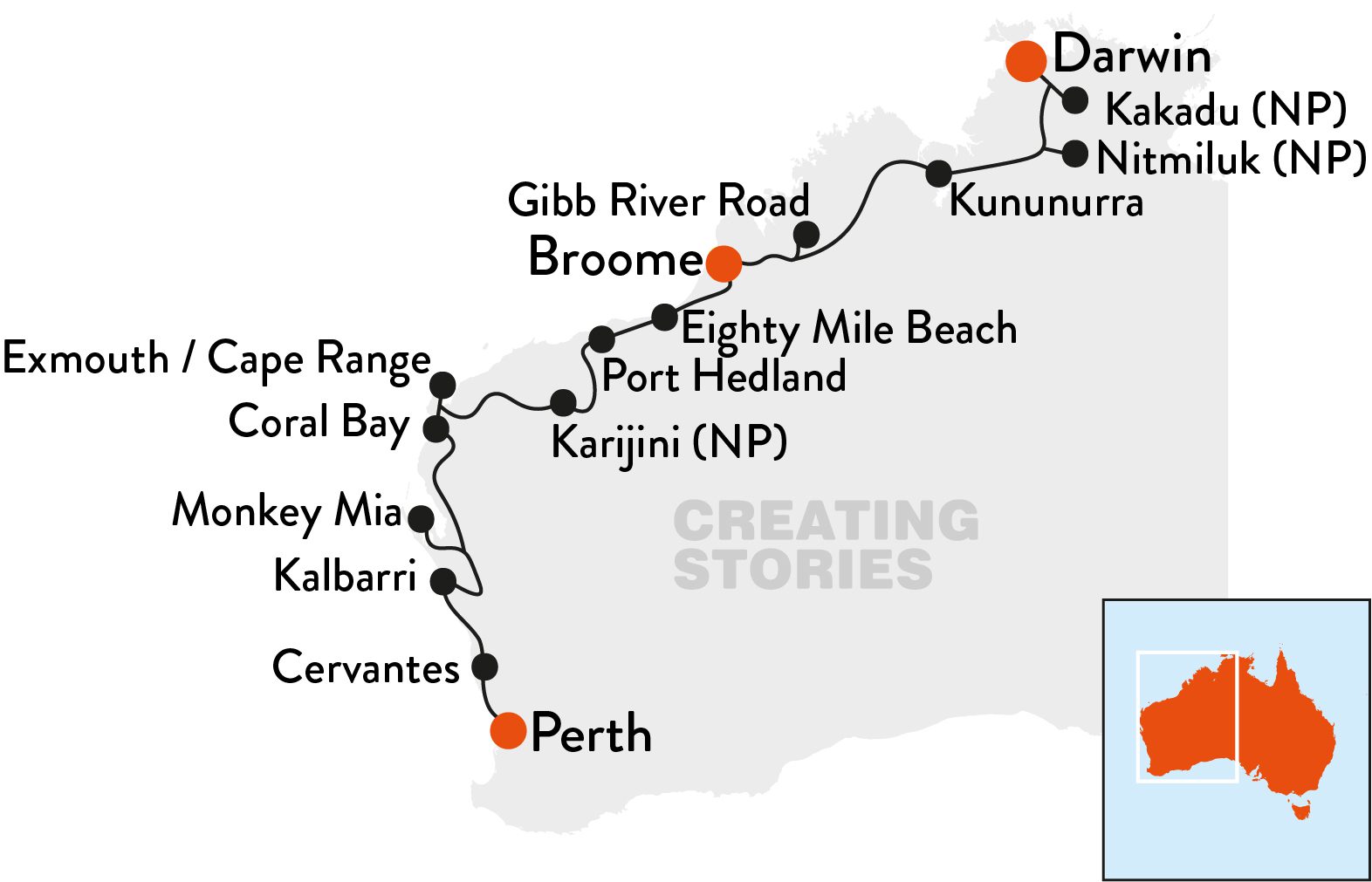 Van Perth naar Darwin 