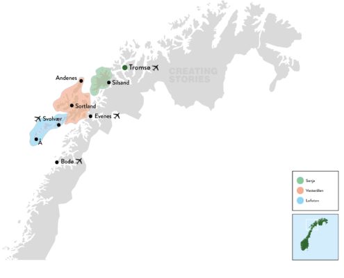 2025_Noord-Noorwegen - regiokaart Lofoten, Vesteralen, Senja